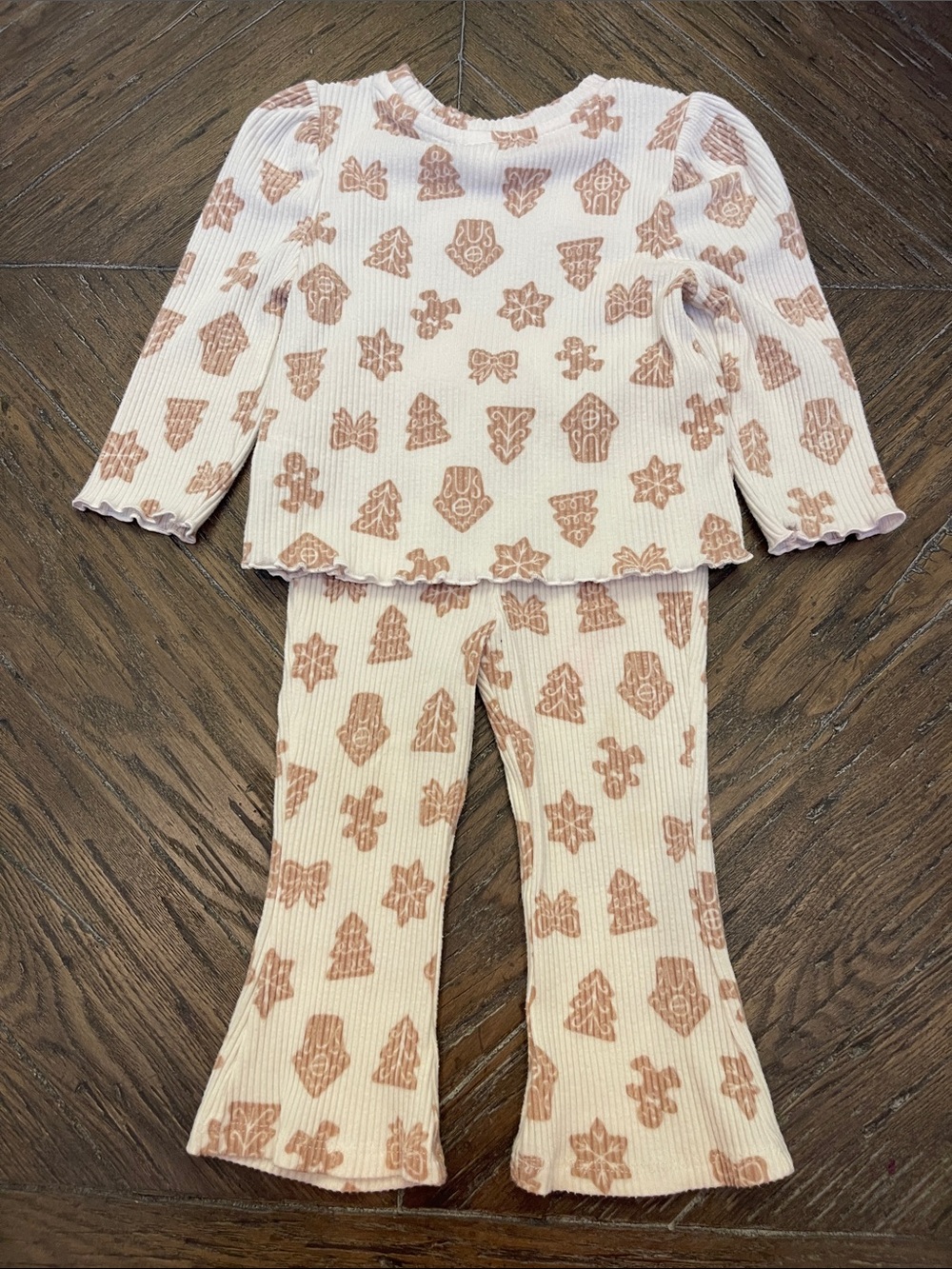 Cat & Jack Ribbed Gingerbread Legging Set 12M - Picture 4 of 4